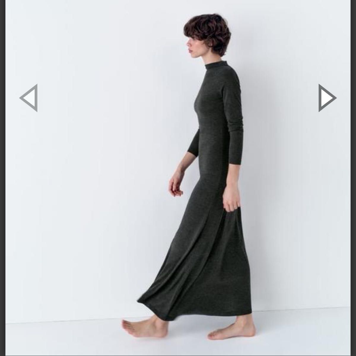 ZARA ソフトニット ロングワンピース L ダークグレー 新品 2024 ZARA ソフトニット ロングワンピース L ダークグレー 新品 2024