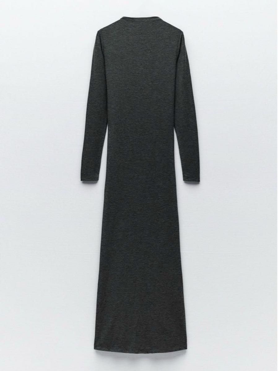 ZARA ソフトニット ロングワンピース L ダークグレー 新品 2024 ZARA ソフトニット ロングワンピース L ダークグレー 新品 2024