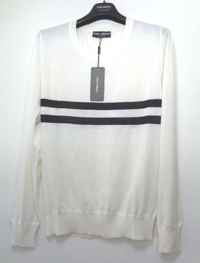  мужской Dolce & Gabbana кашемир свитер белый окантовка 52