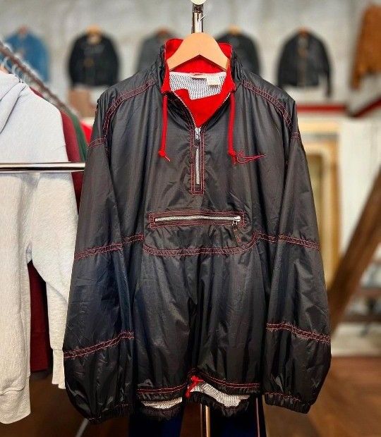 90s NIKE ナイキ ハーフジップ アノラックナイロンジャケット 白 90s NIKE ナイキ ハーフジップ アノラックナイロンジャケット 白