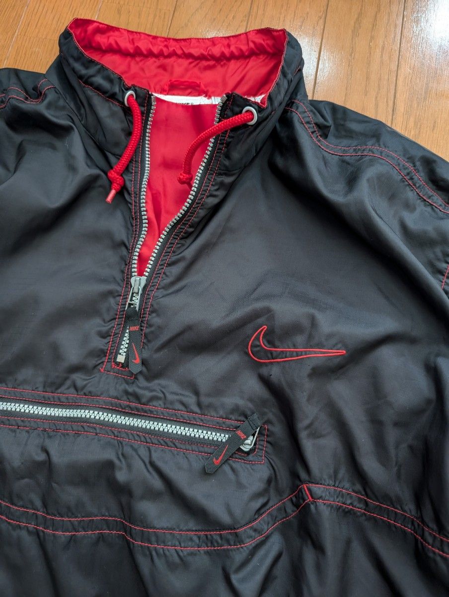 90s NIKE ナイキ ハーフジップ アノラックナイロンジャケット 白 90s NIKE ナイキ ハーフジップ アノラックナイロンジャケット 白