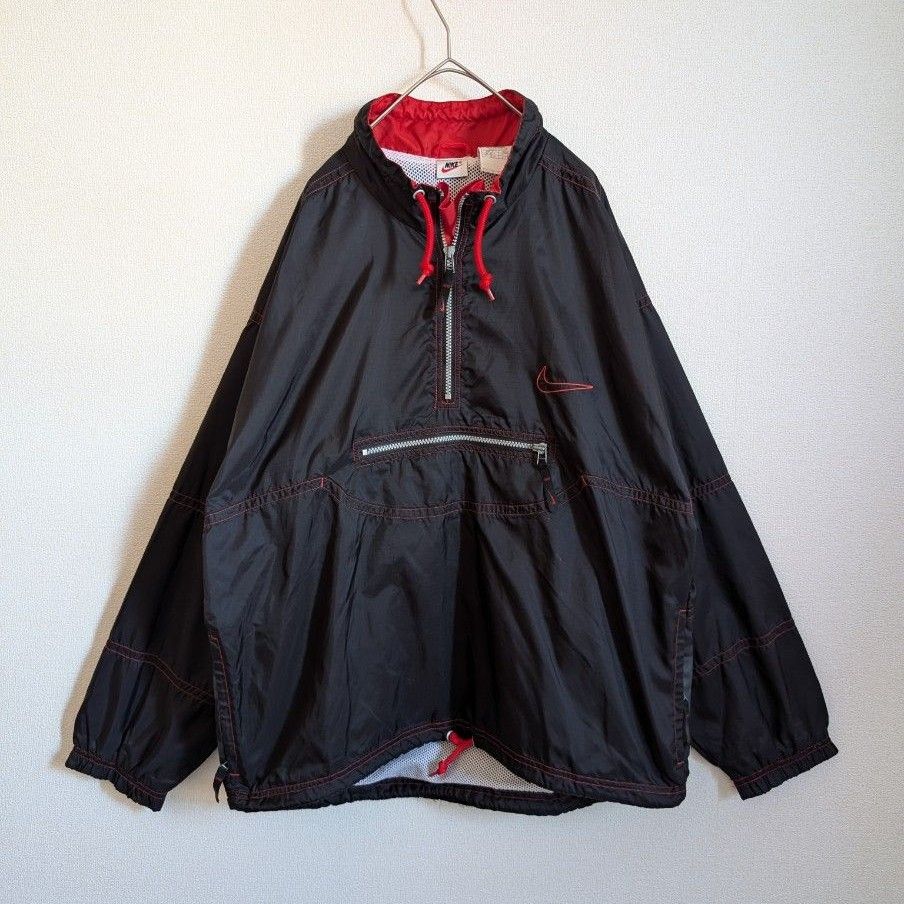 90s NIKE ナイキ ハーフジップ アノラックナイロンジャケット 白 90s NIKE ナイキ ハーフジップ アノラックナイロンジャケット 白