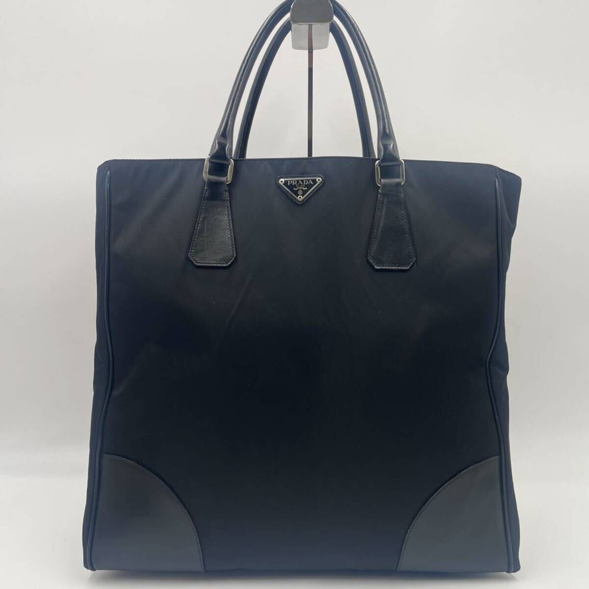 1円【美品・希少】PRADA プラダ 三角ロゴ トートバッグ ハンドバッグ 