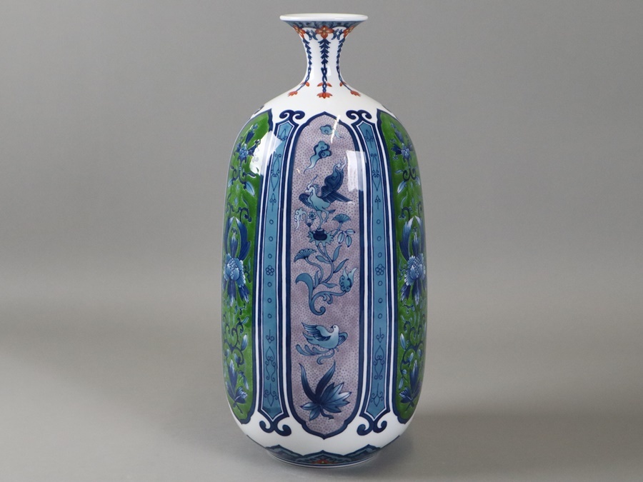 Bibian 比比昂- 陶芸作家藤井勝雲作染錦鳳凰絵花瓶高42cm 飾壷 Bibian 比比昂- 陶芸作家藤井勝雲作染錦鳳凰絵花瓶高42cm 飾壷