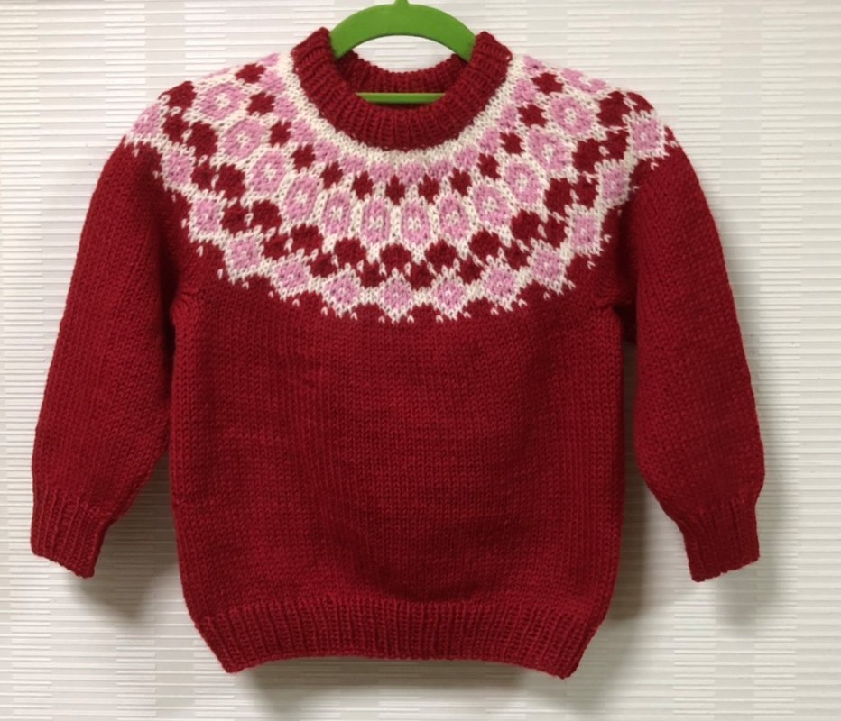 新品 手編みランド♪　子供　ノルディック 　セーター　 ( 100～110) 　6歳位　025