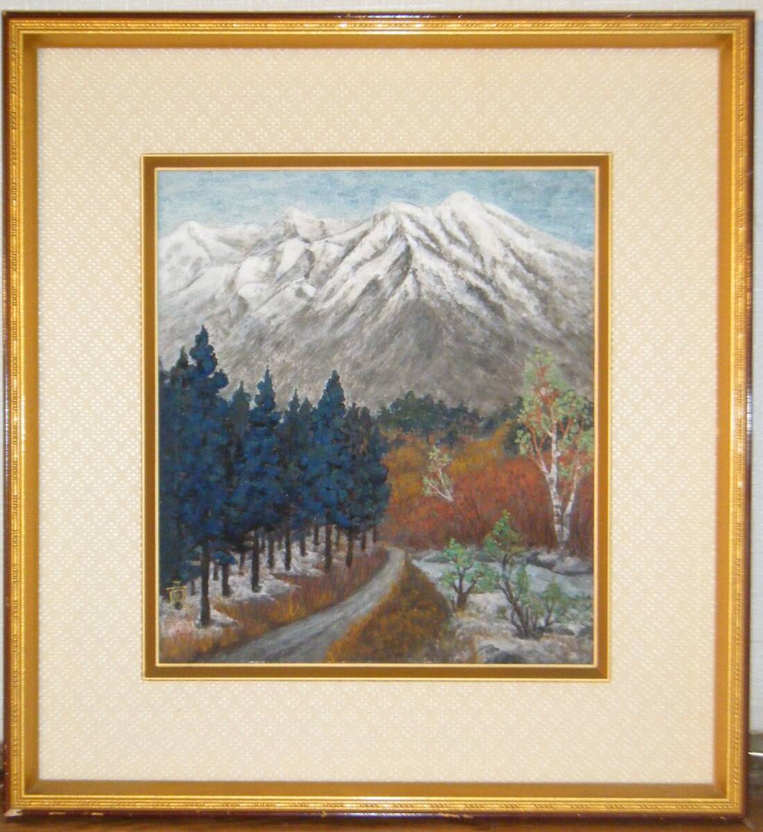 【真作】絵画 作者不詳 サイン有 日本画(色紙) 風景画 逸品 T95 真作】絵画 作者不詳 サイン有 日本画(色紙) 風景画 逸品 T95