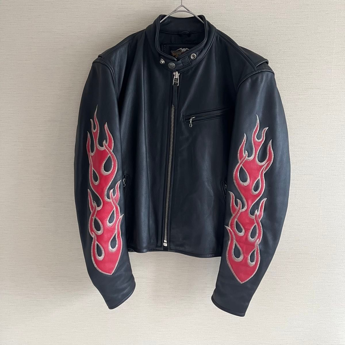 美品】HARLEY DAVIDSON レザーライダースジャケット ファイヤー 美品】HARLEY DAVIDSON レザーライダースジャケット ファイヤー
