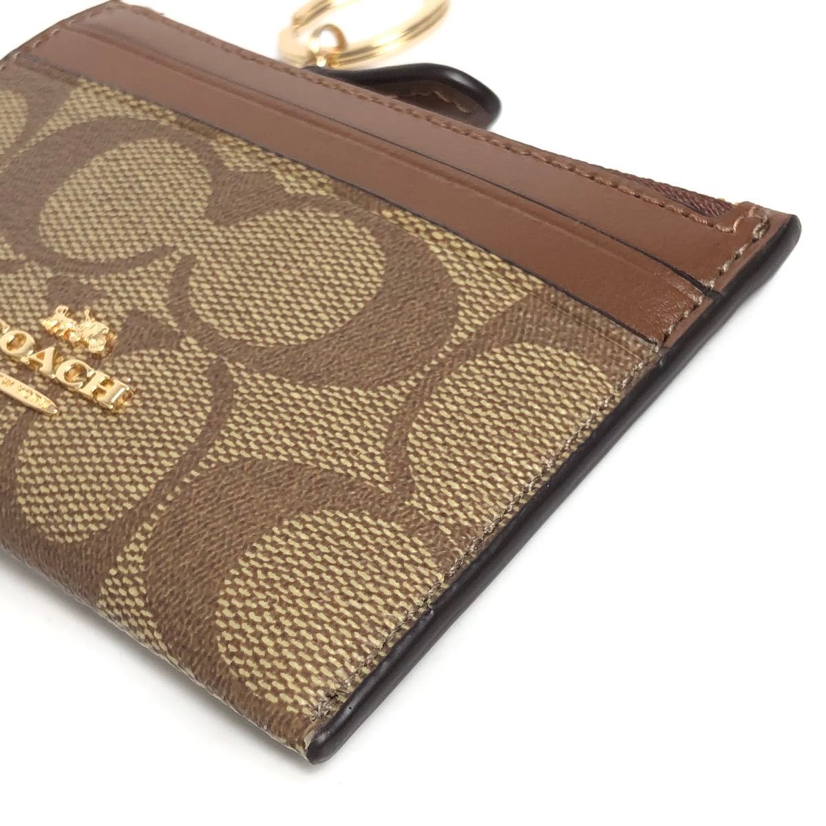 COACH CG762 コインケース シグネチャー ブラウン 未使用に近い 美品 ほぼ未使用】COACH コーチ コインケース カードケース