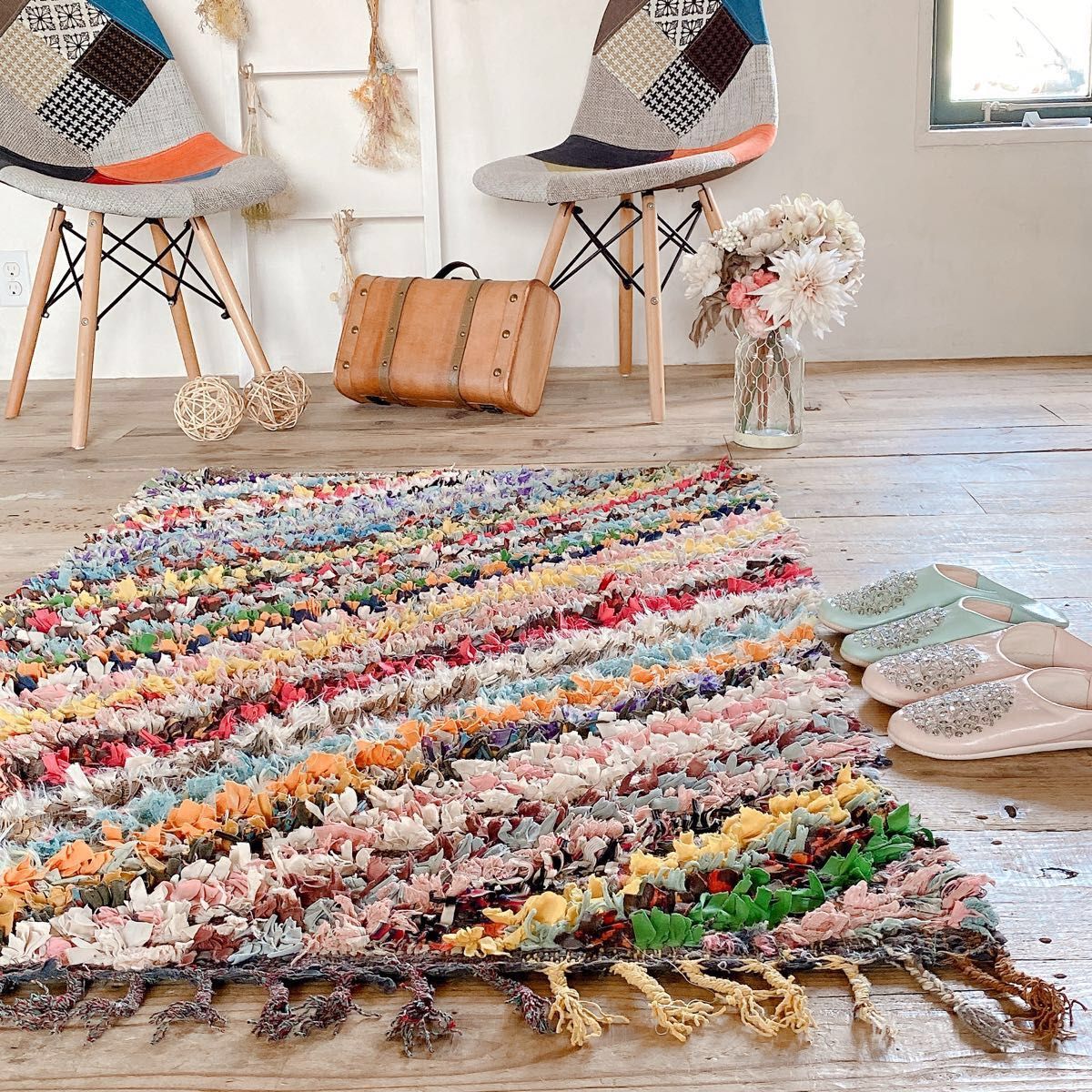 モロッコ ボシャルウィット Boucherouite ラグ カーペット モロッコ ボシャルウィット Boucherouite ラグ カーペット