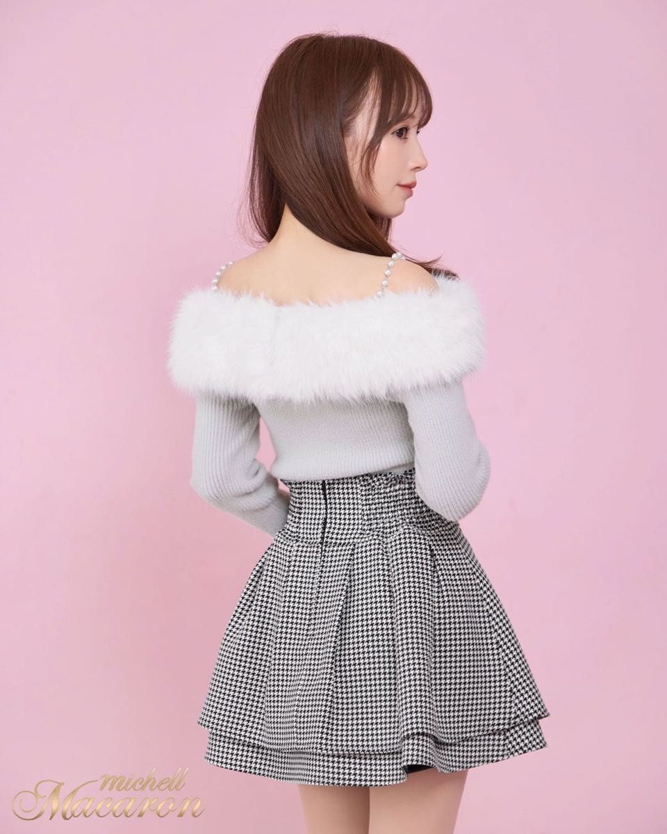 新品未使用 ミシェルマカロン 美脚になれるスカート 千鳥柄 M 新品未使用 ミシェルマカロン 美脚になれるスカート 千鳥柄 M
