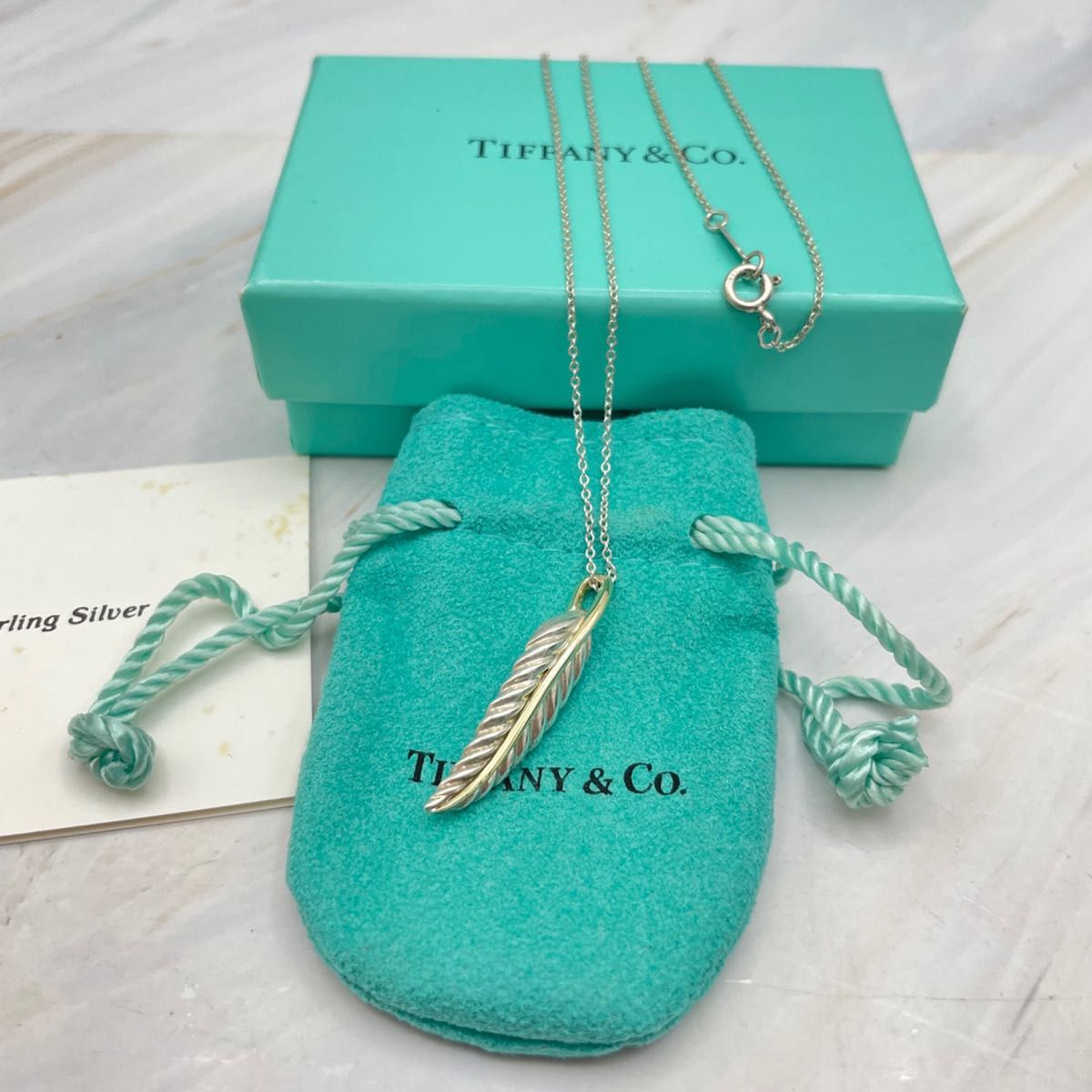 TIFFANY & CO ティファニー フェザー 羽 AG925 K18 750 YGコンビ TIFFANY & CO ティファニー フェザー 羽 AG925 K18 750 YGコンビ