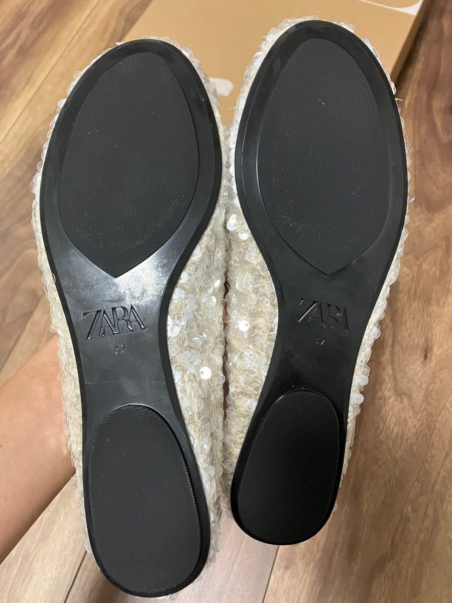 新品未使用】ZARA ザラ スパンコールフラットシューズ Size 37 新品未使用】ZARA ザラ スパンコールフラットシューズ Size 37