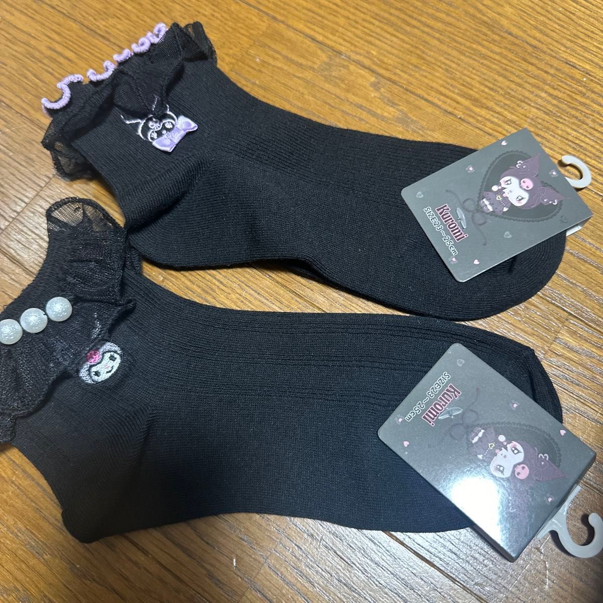サンリオ クロミちゃんソックス黒 2足セット サイズ23-25cm サンリオ クロミちゃんソックス黒 2足セット サイズ23-25cm