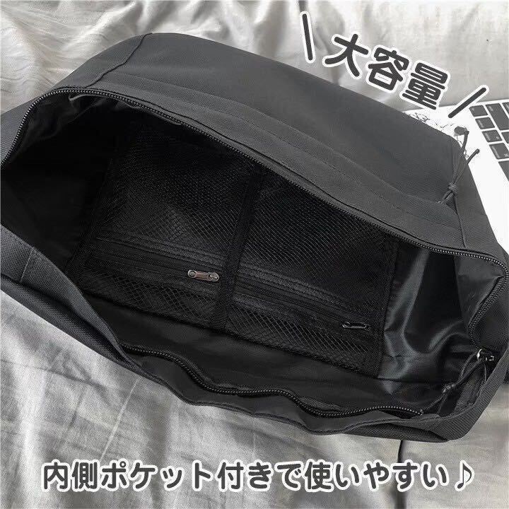 { gray } body bag high capacity Korea simple plain man and woman use with pocket shoulder bag diagonal .. commuting going to school Street 