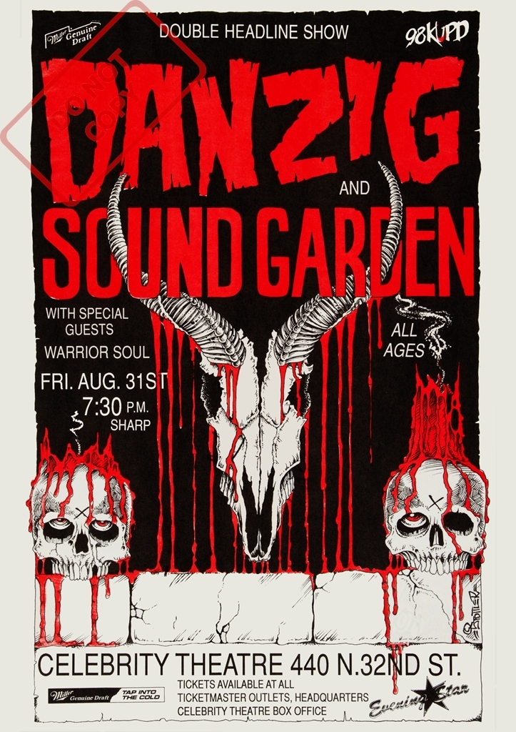 ポスター★Danzig & Soundgarden（ダンジグ＆サウンドガーデン）アリゾナ公演 (1990)リプロダクションポスター★MISFITS/SAMHAIN/Mother_Do Not Copyの文字は実物には入りません