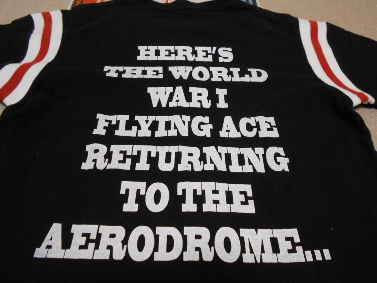 １９６０S SNOOPY スヌーピー FLYING ACE SCHULZ ビンテージ Tシャツ ブラック 黒 第一次世界大戦 飛行機 パイロット JOE COOL VINTAGE_画像5