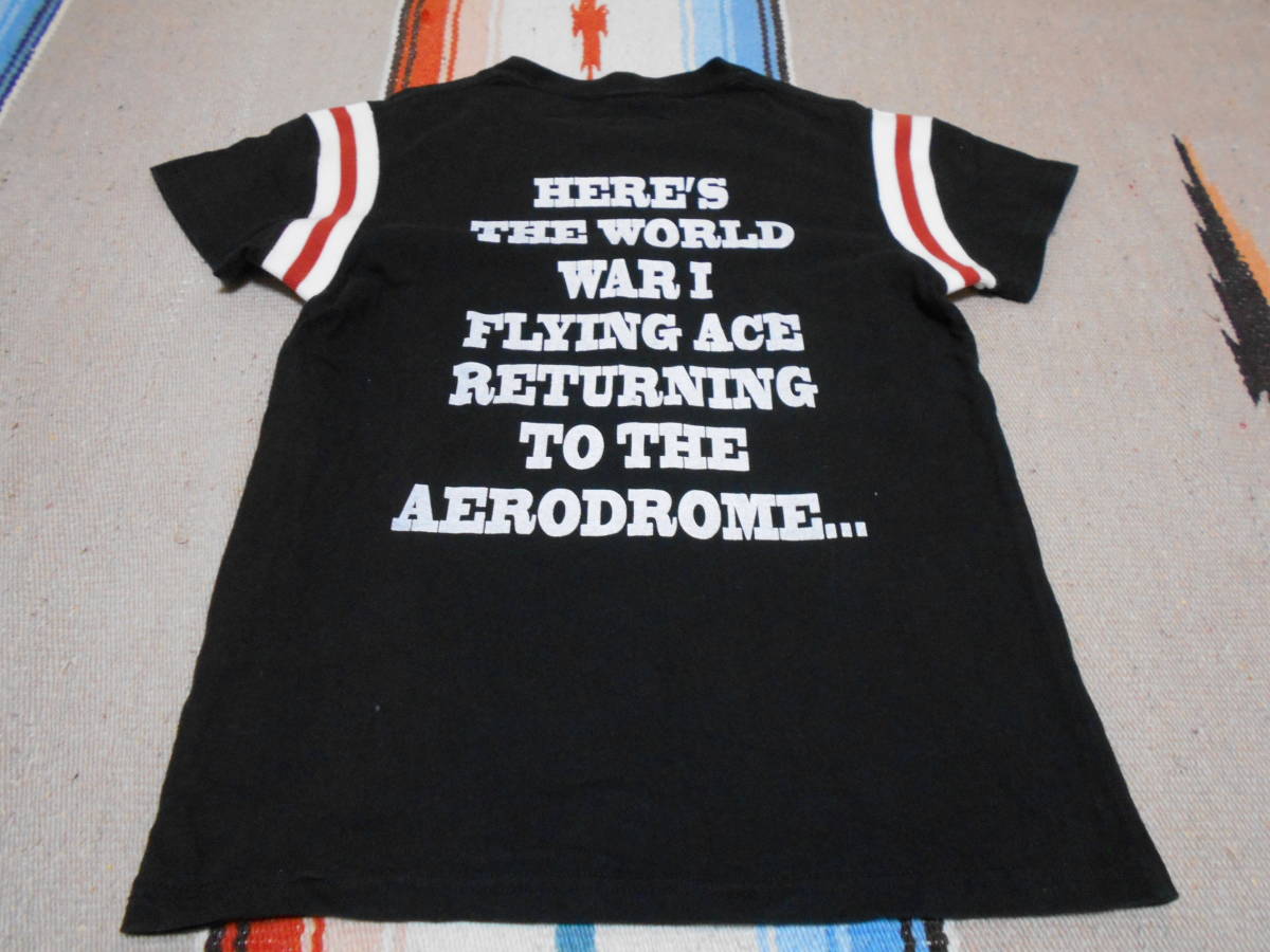 １９６０S SNOOPY スヌーピー FLYING ACE SCHULZ ビンテージ Tシャツ ブラック 黒 第一次世界大戦 飛行機 パイロット JOE COOL VINTAGE_画像6