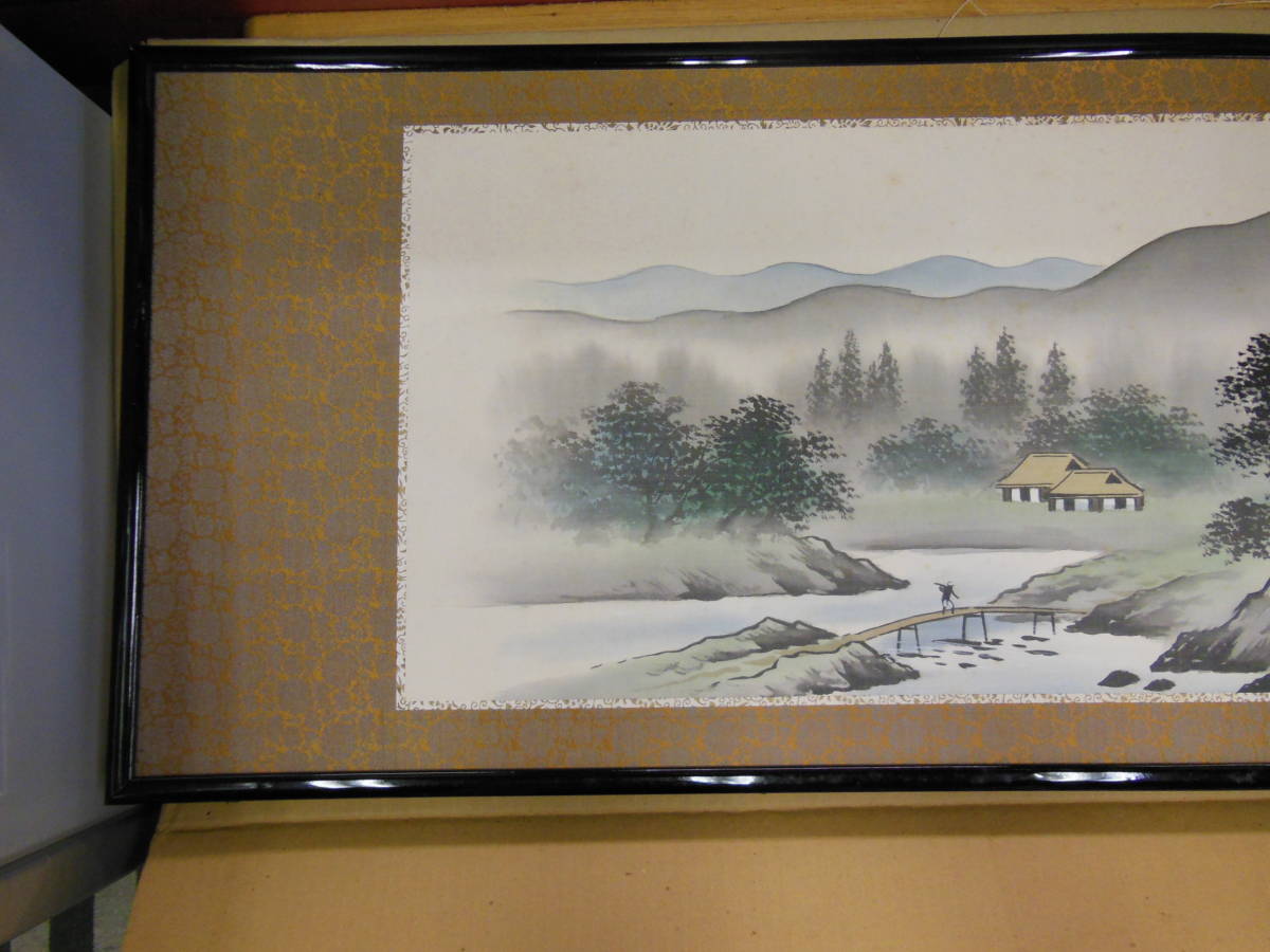 ①即決【未使用品】横額山水画彩色靱生46×136(cm) 手渡し歓迎| JChere