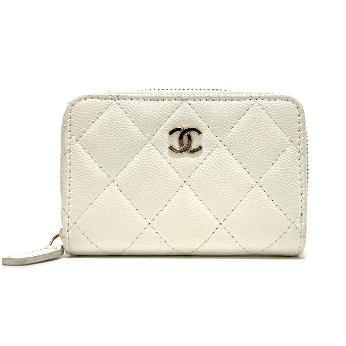 CHANEL シャネル 財布・コインケース 白 - 4500125M0013 シャネル コインケース 小銭入れ ミニウォレット コンパクト