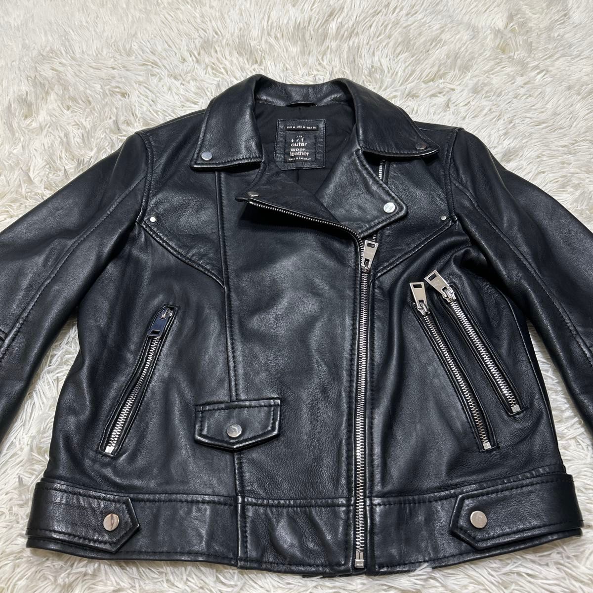 ZARA ザラ 本革 羊革 レザーダブルライダースジャケット Mサイズ ZARA ザラ 本革 羊革 レザーダブルライダースジャケット Mサイズ