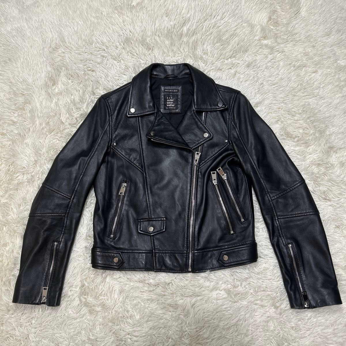 ZARA ザラ 本革 羊革 レザーダブルライダースジャケット Mサイズ ZARA ザラ 本革 羊革 レザーダブルライダースジャケット Mサイズ