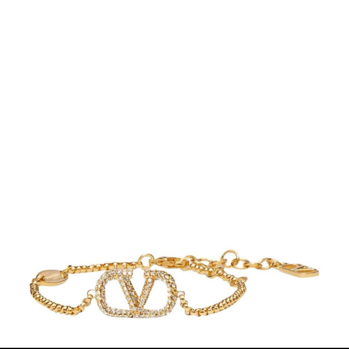 VALENTINO ブレスレット ラインストーン ゴールド Vロゴ VALENTINO ブレスレット ラインストーン ゴールド Vロゴ