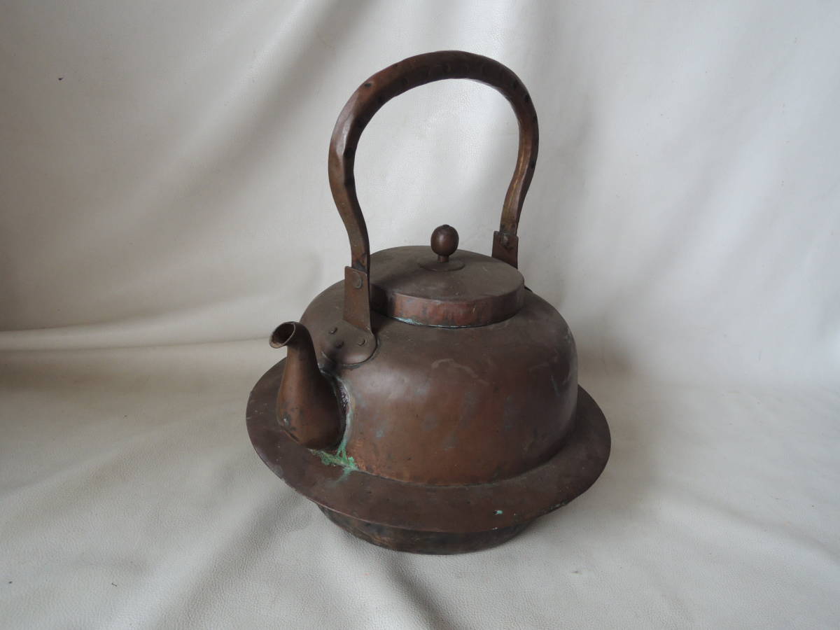 A / 純銅製 やかん 茶釜薬缶 銅瓶 ヤカン かなり古い 大型やかん レトロ アンティーク / 中古品