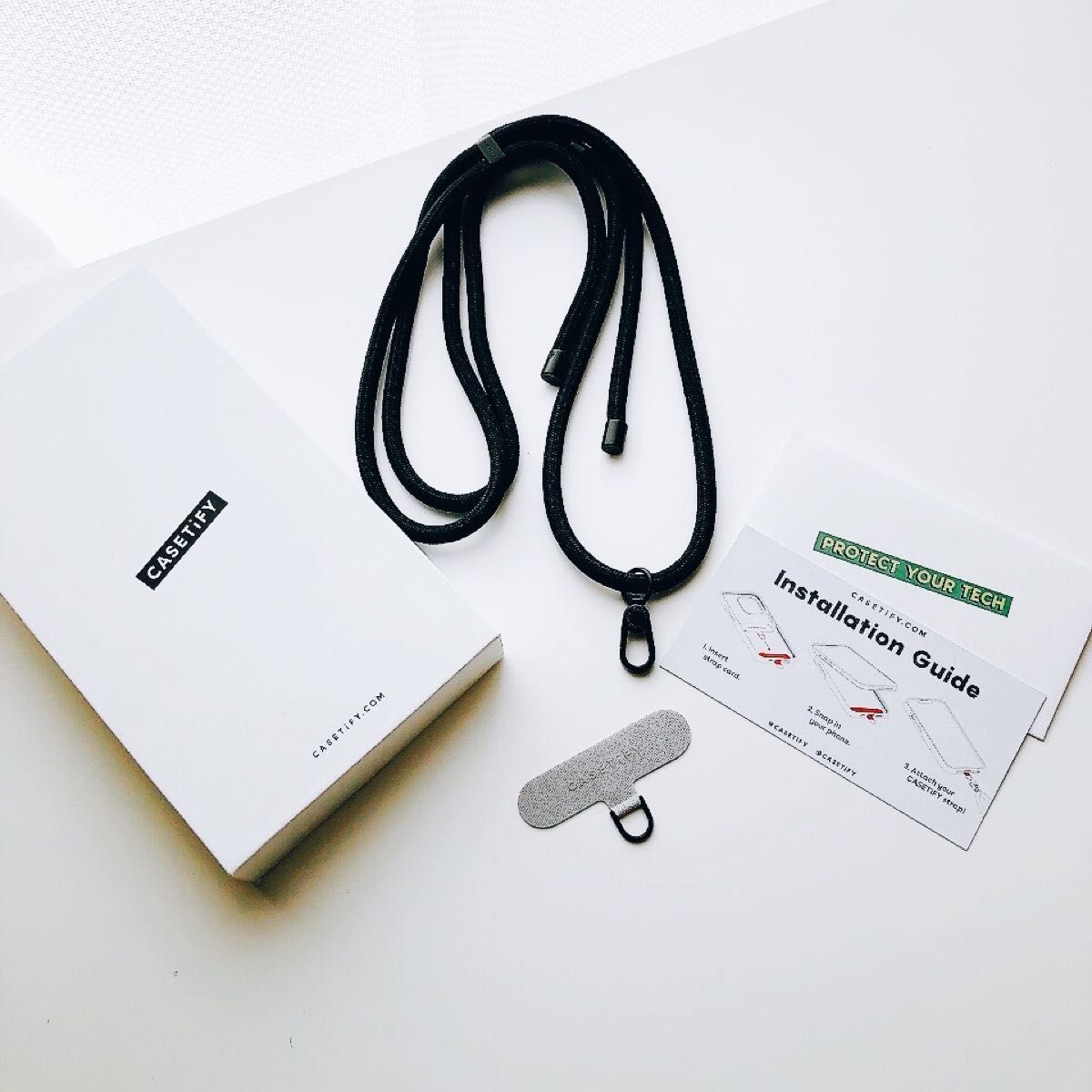 Casetify】 スマホショルダー ロープ ブラック ストラップカード Casetify】 スマホショルダー ロープ ブラック ストラップカード