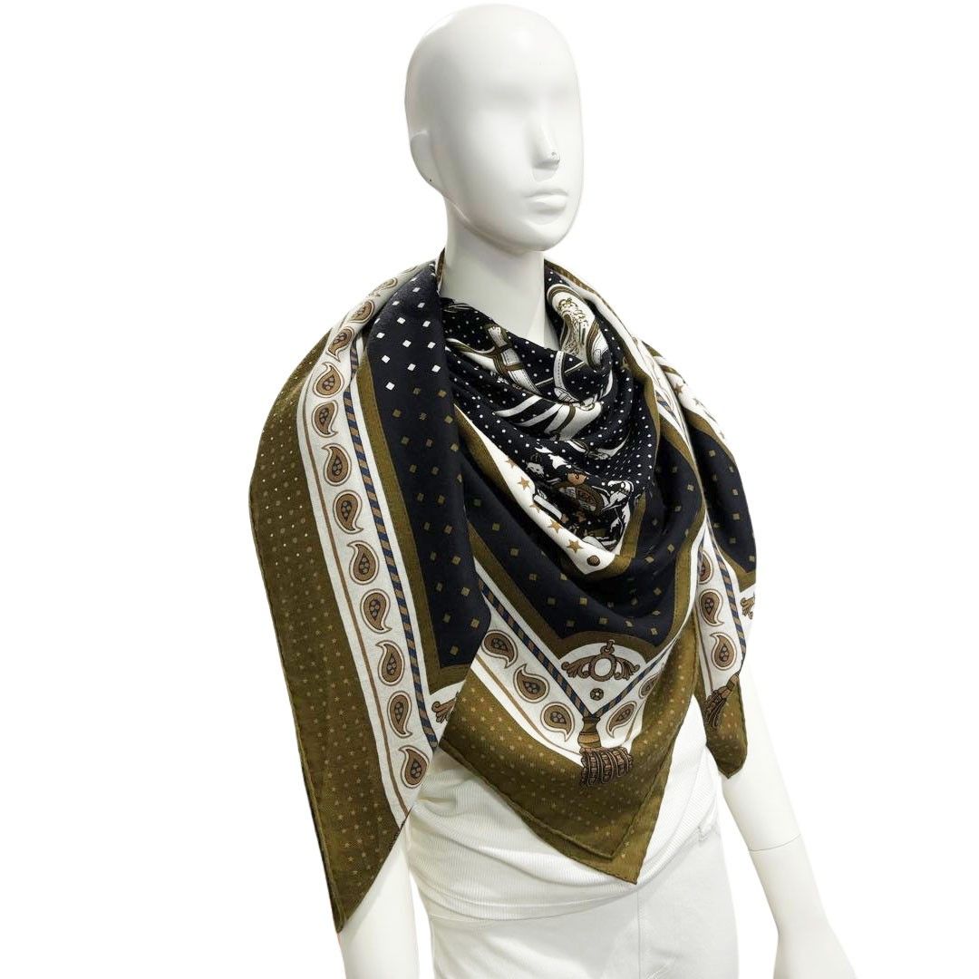HERMES エルメス ショール カレジェアン140 『宮廷の馬具 HERMES エルメス ショール カレジェアン140 『宮廷の馬具