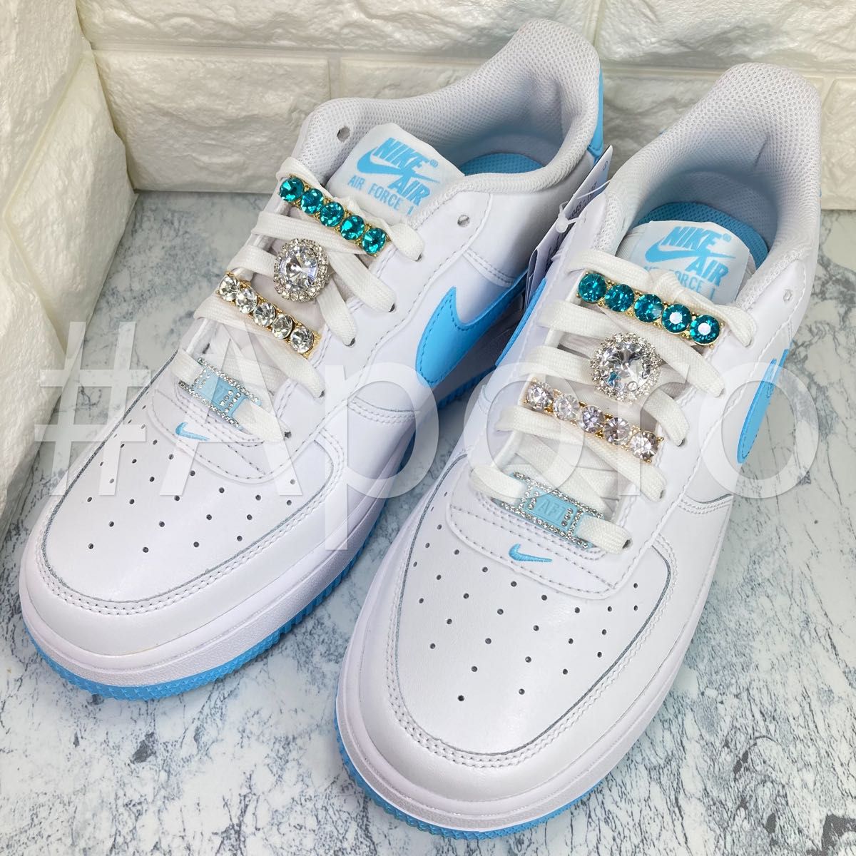 NIKE ナイキ AIR FORCE 1 エアフォース1 ホワイト ブルー ダイヤ NIKE ナイキ AIR FORCE 1 エアフォース1 ホワイト ブルー ダイヤ
