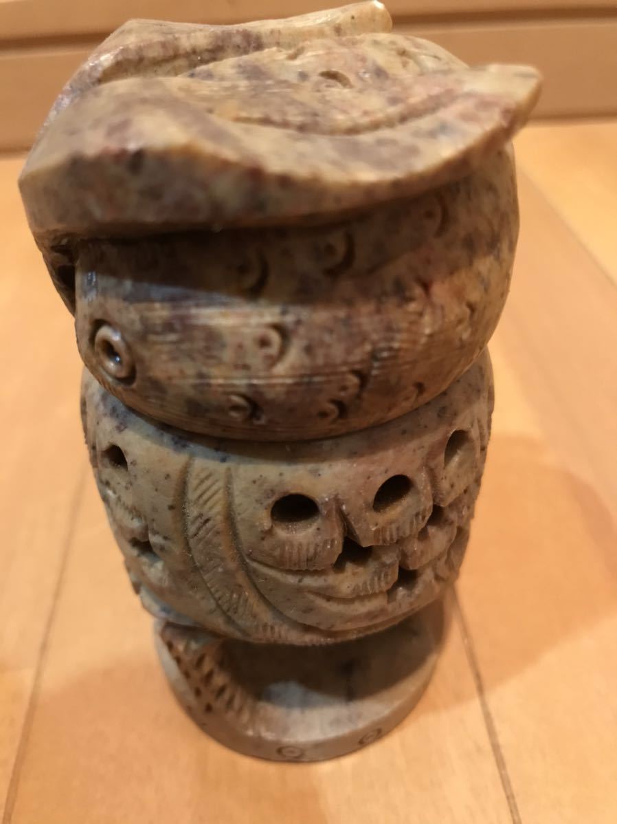 インド製 石材 フクロウの香炉 置物 小物 インテリア 縁起物 ミミズク 梟の画像2