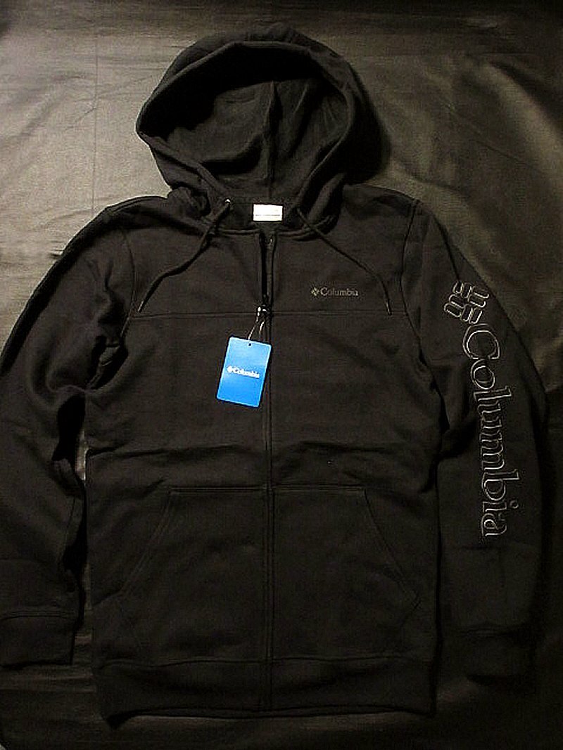 本物正規◆ コロンビア◆ジップ スウェットパーカー 黒■S■新品/LOGO FLEECE/日本未入荷/袖ロゴ/012