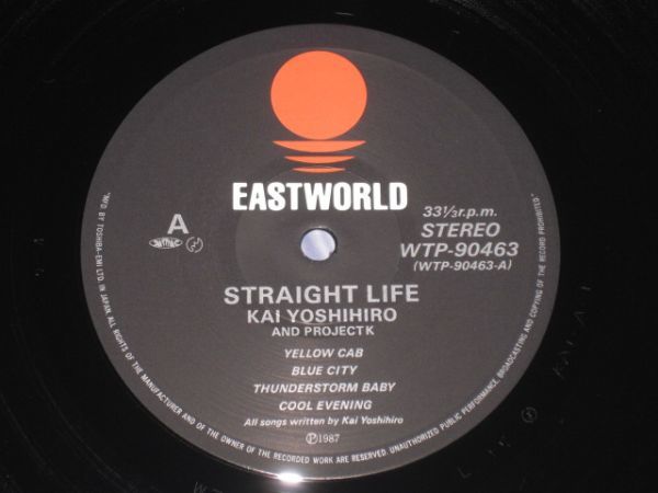 甲斐よしひろ - ストレート・ライフ / Yoshihiro Kai Straight Life /WTP-90463/国内盤LPレコード_画像4