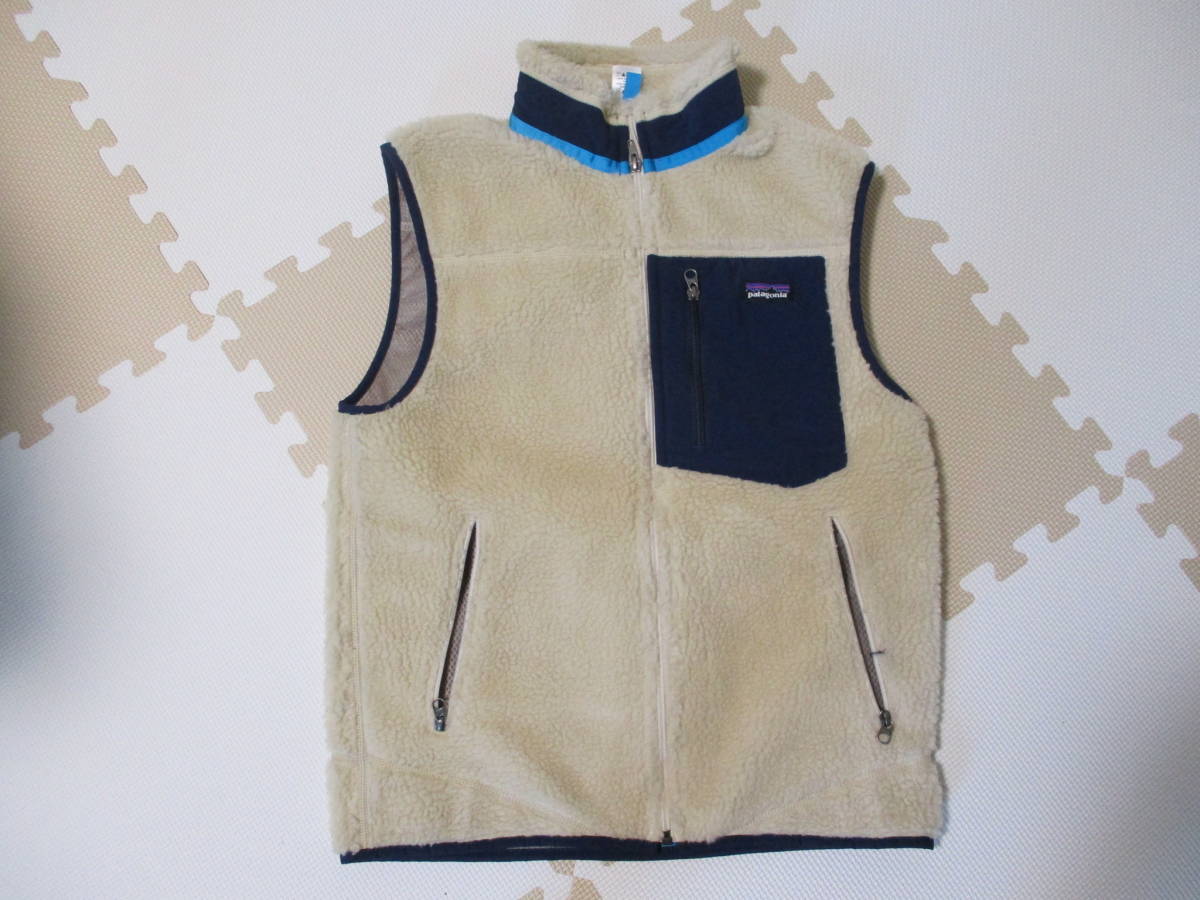 超極上！patagonia 2013年 クラシック レトロX ベスト ナチュラル×ネイビー×ターコイズ　Ｓサイズ極美品 CLASSIC RETRO-X VEST フリース_画像1