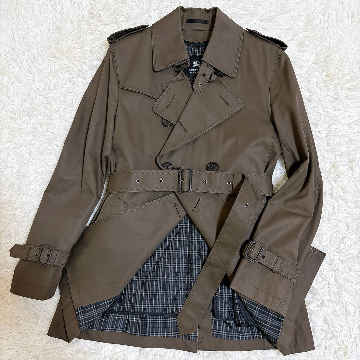【美品】バーバリーブラックレーベル トレンチコート ライナー ベルト グレー S 美品】バーバリーブラックレーベルトレンチコートライナーベルト