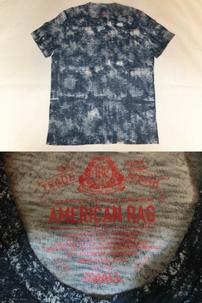 USA購入 アメリカンラグシー【AMERICAN RAG CIE】デニムネイビー柄モノ ポケット付Tシャツ US Sサイズ_画像3