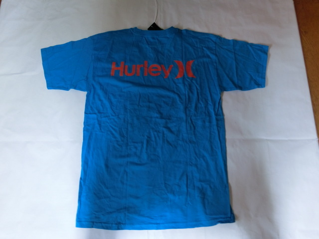 USA購入 人気サーフ系アメカジブランド【Ｈurley】ハーレー【Classic Fit】シンプルなロゴプリントＴシャツUS Mサイズ サックス x オレンジ_画像6