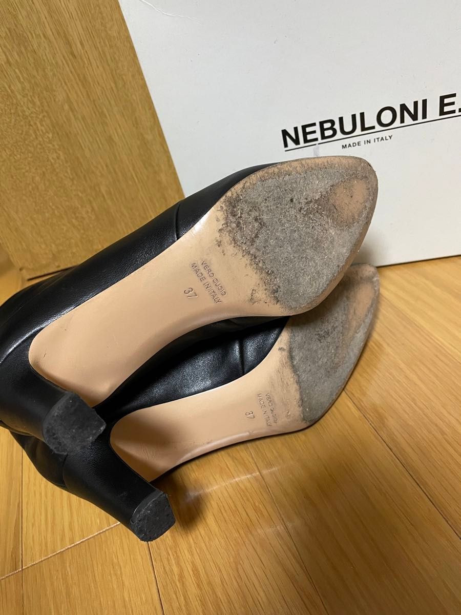 NEBULONIE ネブローニ ナッパレザー ショートブーツ ブラック 37 NEBULONIE ネブローニ ナッパレザー ショートブーツ ブラック 37