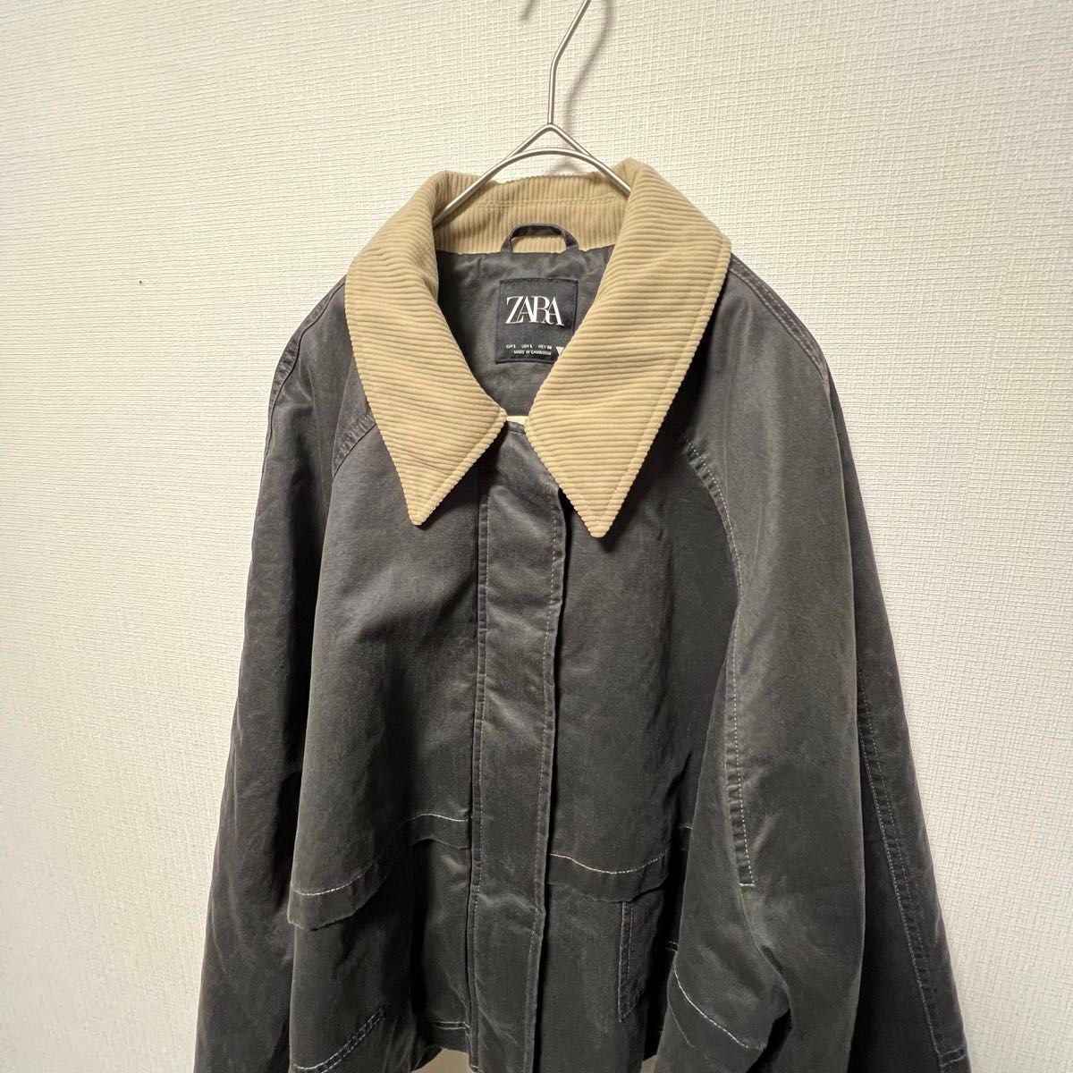 ZARA ザラ コントラストカラーワックスジャケット ショート丈 ZARA ザラ コントラストカラーワックスジャケット ショート丈