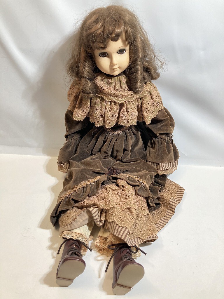 フランス人形 ドール 全長約62cm 銘なし 顔・手・足はソフビ 目 フランス人形 ドール 全長約62cm 銘なし 顔・手・足はソフビ 目