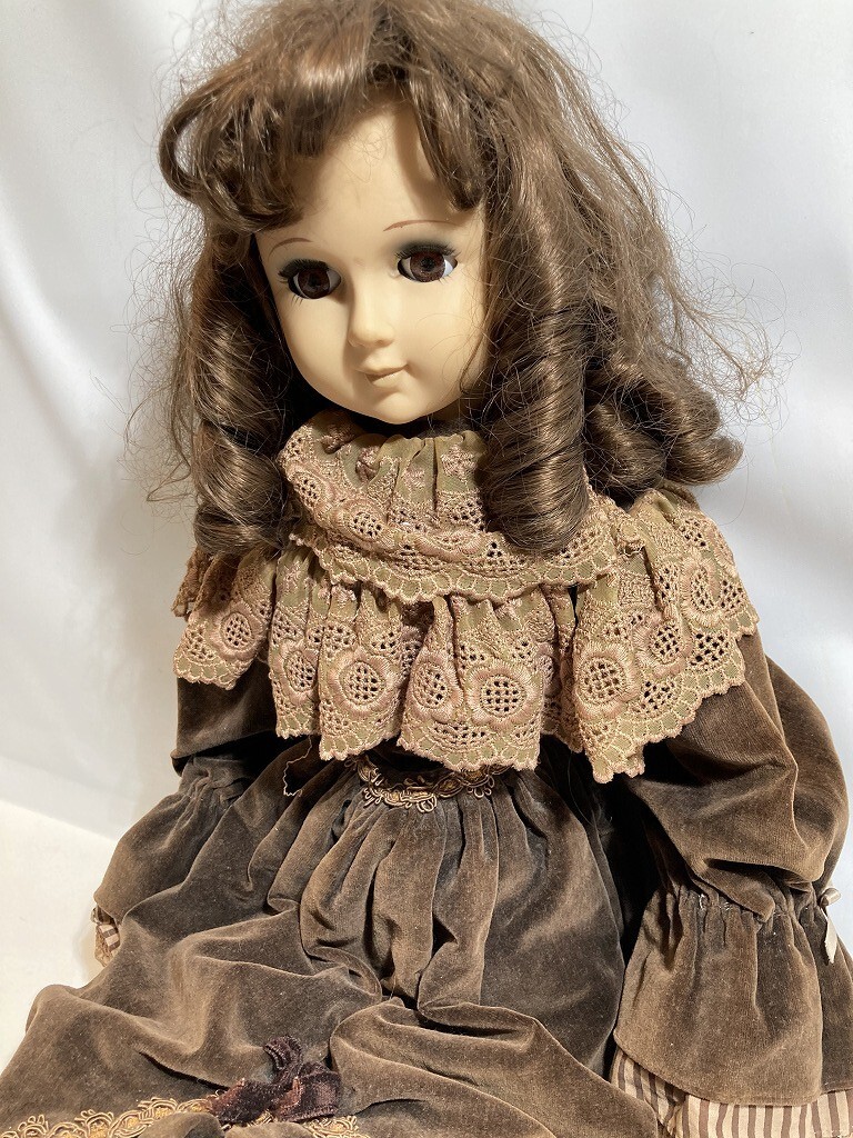 フランス人形 ドール 全長約62cm 銘なし 顔・手・足はソフビ 目 フランス人形 ドール 全長約62cm 銘なし 顔・手・足はソフビ 目