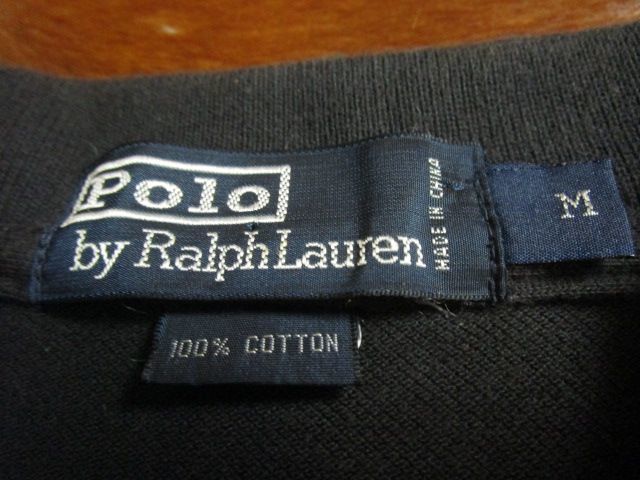 90's ポロ Polo ラルフローレン Ralph Lauren 黒ブラック 鹿の子 半袖ポロシャツ M 92 93 