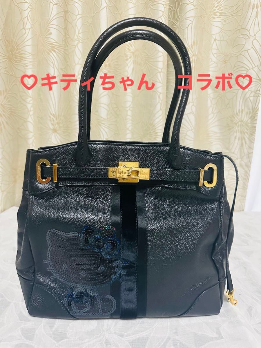 美品 A D M J ハローキティコラボトートバッグ レザー 美品 A D M J ハローキティコラボトートバッグ レザー