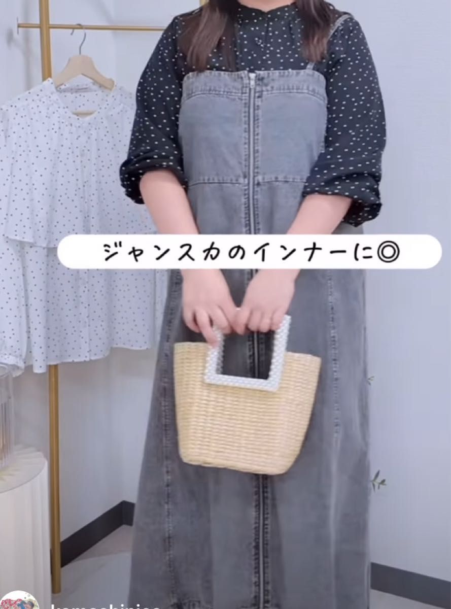 ク・着痩せ　おしゃれな着膨れしないケープ　 ドット柄ブラウス　大きいサイズ　komachi aimee que  4L