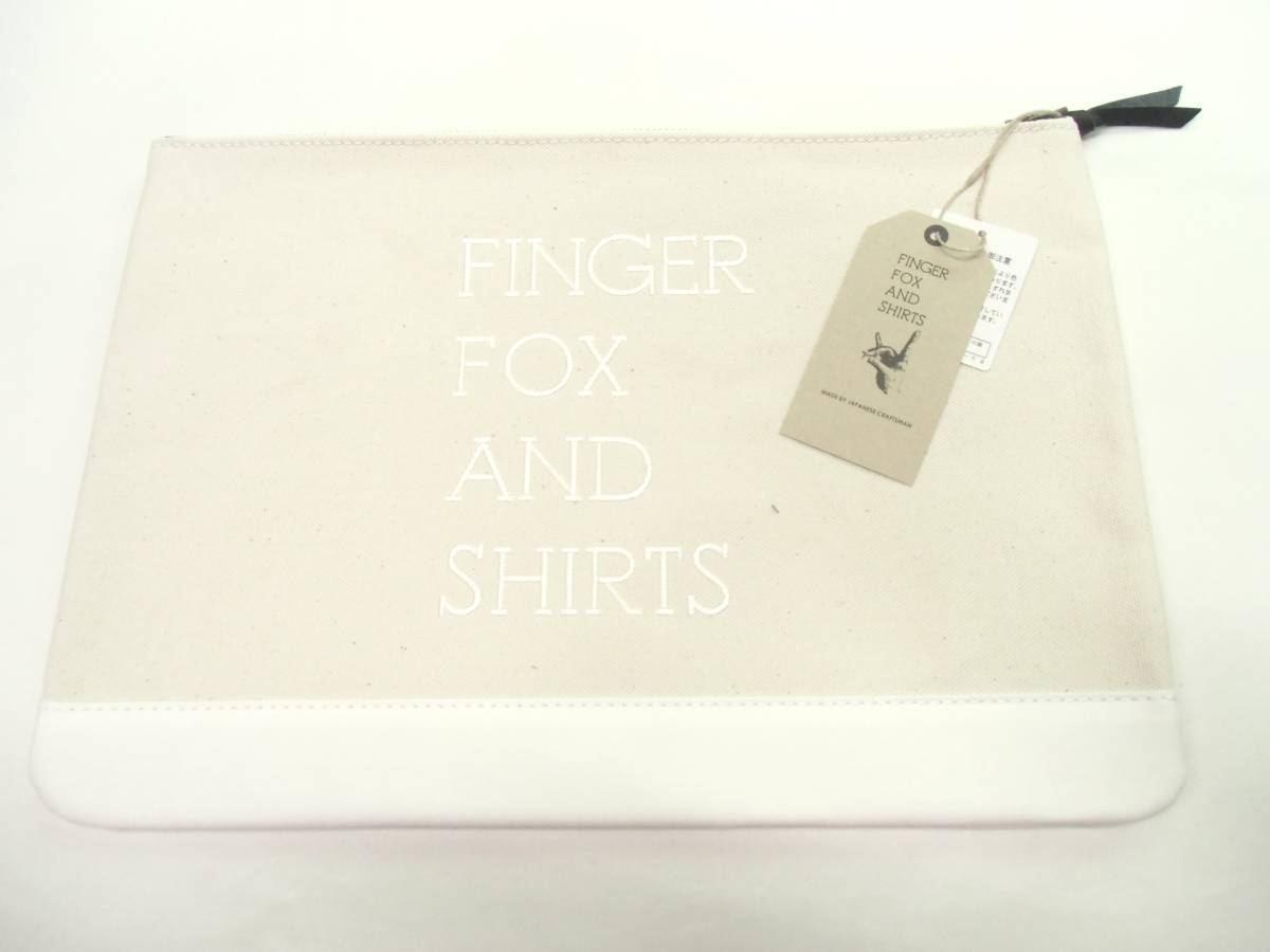  new goods FINGER FOX AND SHIRTS finger fox and shirt clutch bag white UNIVERSAL ZIP