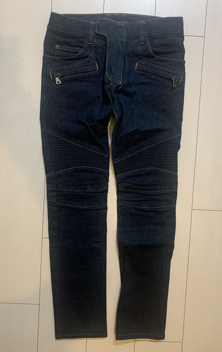  Balmain BALMAIN 28 Biker Denim обтягивающий индиго Denim .. глаз индиго цвет 