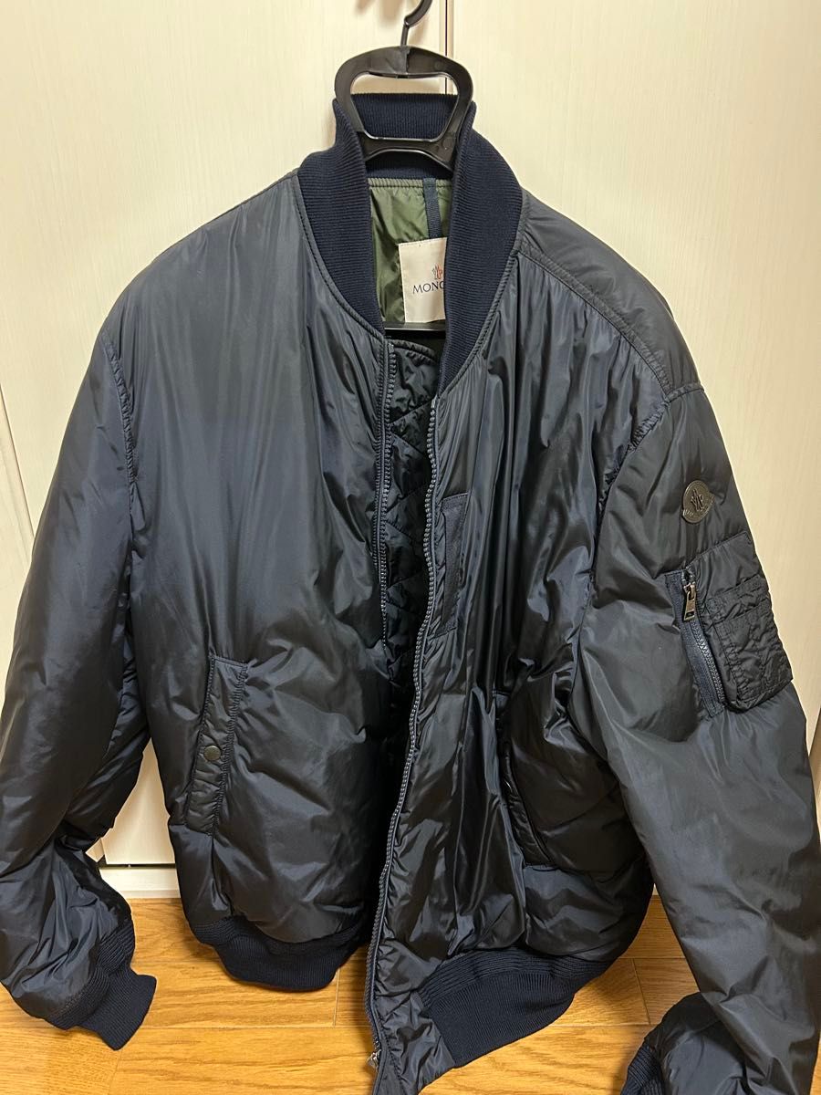 【美品】MONCLER ネイビー MA-1ジャケット モンクレールMONCLER MA-1スタイル ネイビー ジャケット サイズ6