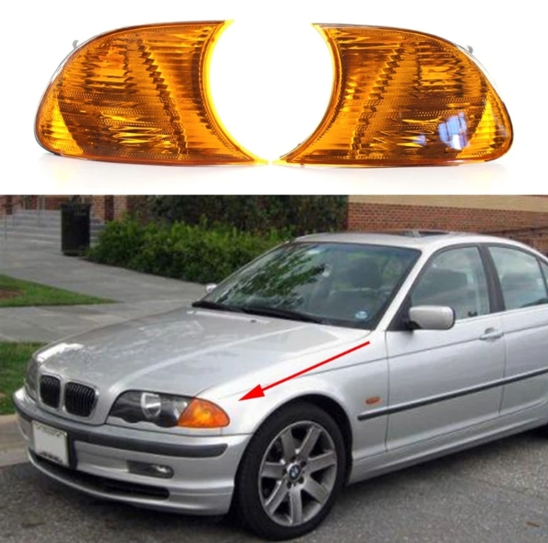 ①BMW 3シリーズ E46 2ドアクーペ/コンバーチブル 交換用 フロントコーナーレンズランプ イエロー アンバー ウィンカー 純正適合社外品