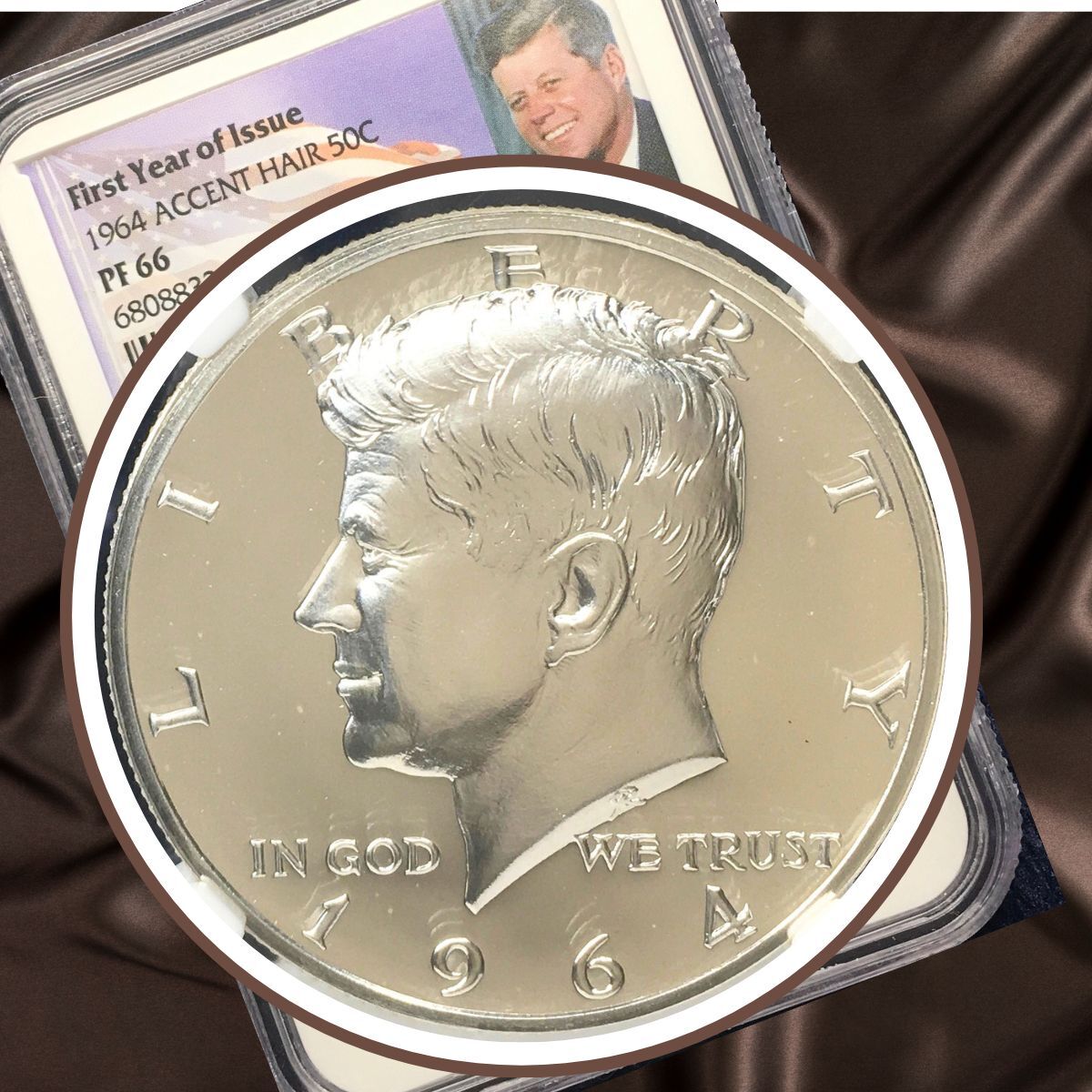 1964年 アメリカ合衆国 ケネディ大統領 銀貨 希少アクセントヘア
