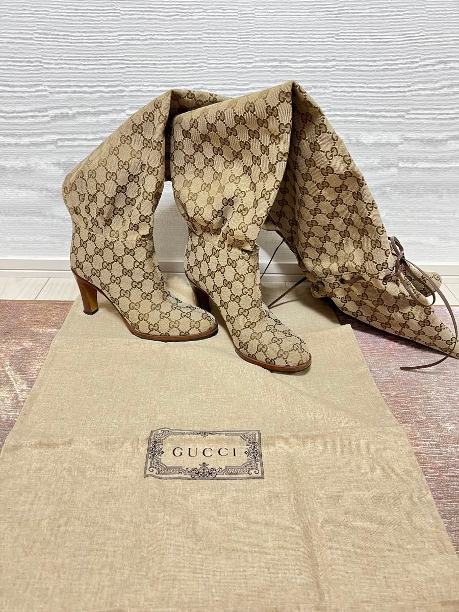 劇レア 希少 GUCCI グッチ アリアナグランデ ローラ 着 サイハイ ロング ブーツ 正規品 ニーハイ ブーティ